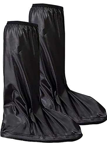 MMASPORT Cubiertas de zapatos botas de pvc impermeables, resistentes al agua, antideslizantes, par de cubiertas de zapatos botas de lluvia unisex, reutilizables, Negro, 40-41