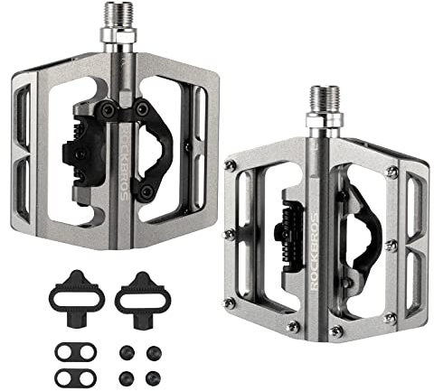 ROCKBROS Fahrradpedale Aluminium rutschfest 2 in 1 SPD Pedale/Plattform Pedale für MTB Rennrad Stadtrad Ti