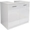 Mama Store ERA113BILU Base Meuble Couvre-Colonne sous lavabo en kit avec 2 Portes Blanc Brillant laqué, Bois d'ingénierie, Large