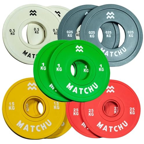 MATCHU - Fractional Plates - Mini Hantelscheiben - 0,25/0,5/1/1,5/2,5 KG - Satz mit 2 Stück - Stahl mit Gummiaußenschicht - Durchmesser 50mm - (Set)