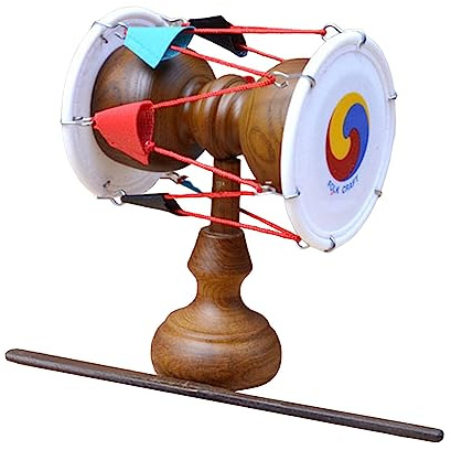 JISADER Tambour décoratif Fait à la Main avec Accent décoratif en Bois, Tambour coréen, Tambour Double Face, Style Un