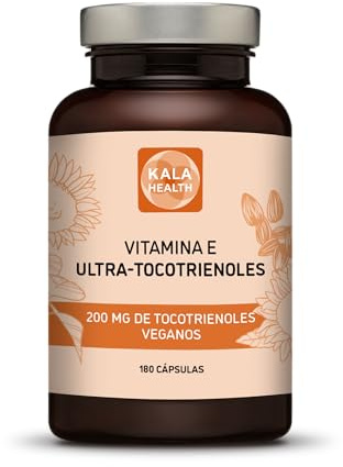 Kala Health Ultra Tocotrienol 200mg Vitamina E Vegana: todos los 4 Tocotrienoles - Alfa Tocotrienol + Beta Tocotrienol + Gamma Tocotrienol + Delta Tocotrienol - Sin tocoferoles