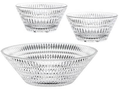 Spiegelau & Nachtmann, 3-teiliges Schalen-Set, Große Schale (27,5 cm) und kleine Schalen (16,5 cm), Kristallglas, Serie Ethno, 105439