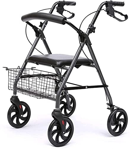 Rollator, leichtes Klappgestell mit Sitz und Tasche. Sehnsucht nach
