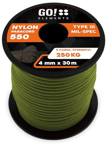 Paracord 550 Typ III | ø 4mm - 11 Kerne - max. 250 kg | 100% Nylonschnur - reißfest & extrem stabil | Nylonseil, Allzweckseil, Reepschnur & Outdoor Seil