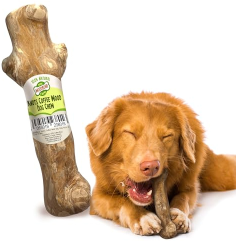 Träbensknut kaffe trä hund tuggleksak för medelstora hundar – naturliga träknutar gren tuggpinne – paket med 1 storlek M