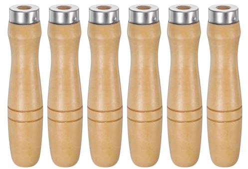 QUARKZMAN Mango de Lima de Madera de 4.72 para Limas de Metal 14-18 6 Pcs | con Agujero Redondo de 9.5 mm y Collar Metálico