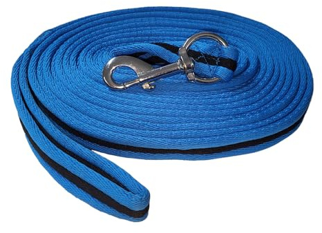 Brama-West Softlonge - Pferde Longierleine mit Handschlaufe und Karabiner - ca. 8m (Blau)