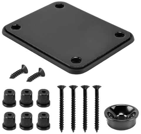 Alnicov Gitarrenhalsplatte, Saitenhülsen und Buchsenplatte, Hardware-Set für Tele-/Telecaster-Stil, Ersatzteile für E-Gitarre, Schwarz