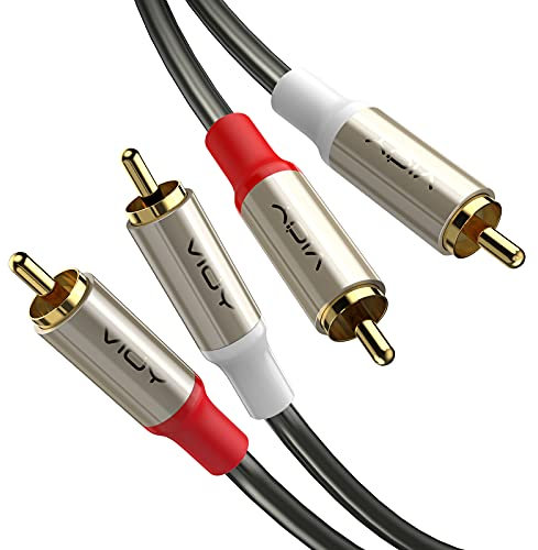 VIOY 2M 2RCA Male to 2RCA Male Stereo Audio Cable, Dual Shield Gold-Plated Unbalanced RCA Subwoofer Cable for Home Theater, HDTV, Amplifiers, Hi-Fi Systems, Car Audio