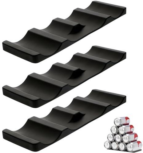 Forhandy 3 Stück Flaschenhalter Kühlschrank rutschfeste Flaschenablage Stapelbar Kühlschrank Oganizer Flaschen Faltbare für Lagerung von Bier Getränke Mineralwasser (Schwarz)