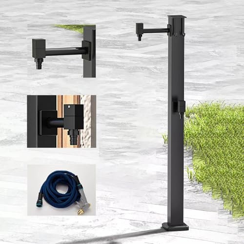 MBBTAG Fontana da Giardino Esterno, Fontanelle da Giardino, Fontanella a Colonna con Rubinetto Acqua, Ingresso Acqua dal Basso, Colonna Rubinetto da Esterno, con Gancio e Pistola a spruzzo(37.8in)