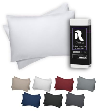 Funda Almohada 50x70 cm (Juego de 2) - Microfibra Suave 100% Poliéster (90gr/m²)- Lavable, Antialérgica y Antibacteriana - Blanco