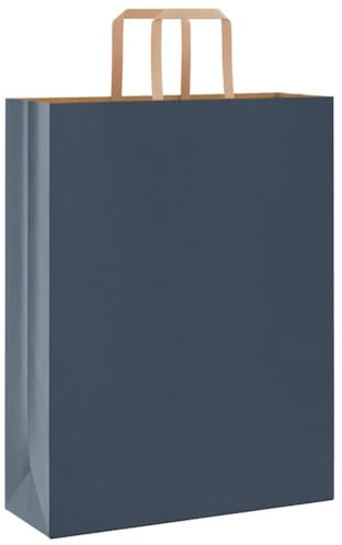 vidaXL Papiertragetaschen 50 Stk., Papiertüten mit Henkeln, Kraftpapiertüten, Geschenktüten für Einkaufen Hochzeiten Verpackungen Partys Geburtstag Weihnachten, Blau 32x12x42cm