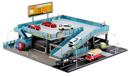 Car Garage Modello 1/64 Modello in Miniatura di un'auto Giocattolo Scena Street View Doppio Garage Parcheggio Confezione Regalo Giocattolo Diorama