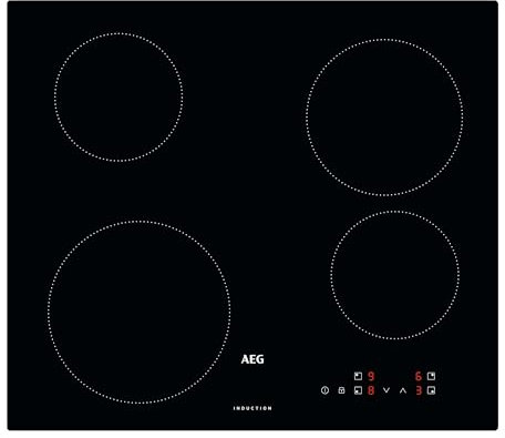 AEG Induktionskochfeld autark 60cm, 4 Zonen in verschiedenen Größen mit 4x Power-Funktion für schnelles Kochen, 10 Stufen, Rahmenlos, Touch-Bedienung, Kindersicherung, aufliegend, IB6420ACB