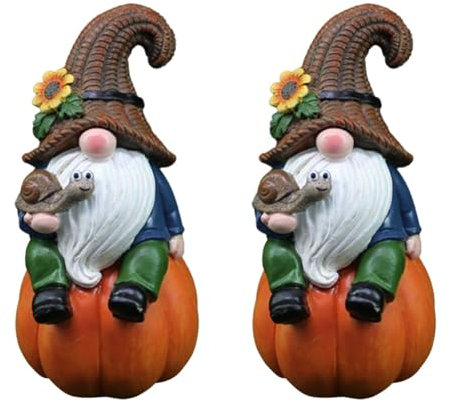 YARNOW 2 Pièces Ornements Nains Nain De Jardin Gnomes d'automne Ornements De Jardin Originaux s De Statues Déco De Statues De Pelouse De Plein Air Décor Colorful Résine