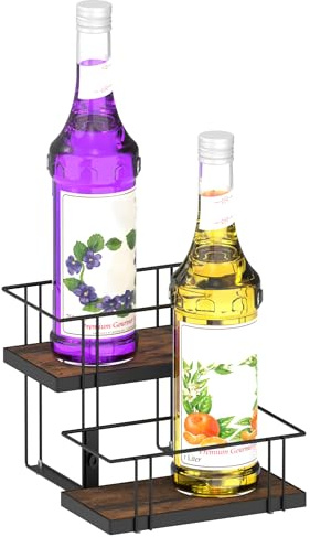 Alyoen Kaffeesirup-Organizer, 4 Flaschen, Sirup-Halter für Kaffeebar, kleines Kaffee-Bar-Organizer, Regal, Kaffeestation-Organizer für Arbeitsplatte, Wein, Likör