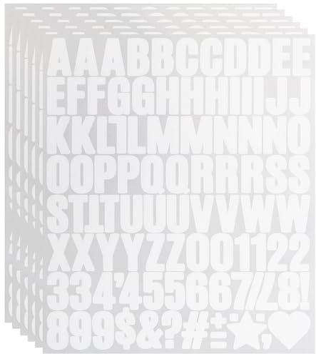 1 Inch Small Vinyl Letters Number Stickers, 588 Pieces Self Adhesive Alphabet Number Sticker for Sign, Notebook Decor, Scrapbook - White
