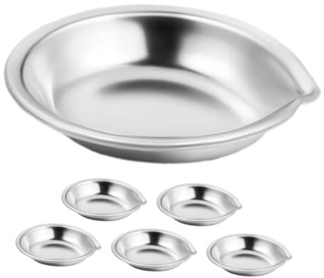 HOMSFOU 6pezzi Vassoi Miscelazione Vernice in Acciaio Inossidabile con Beccuccio Facilità di Versamento Piatto Rotondo Acquerello Portatile Compatto per Artisti e Progetti DIY