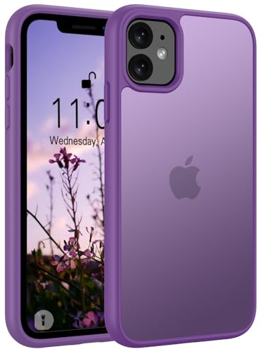 Andwing Matt für iPhone 12 Hülle Tiefes Lila | Militärstandard FallSchutz Handyhülle,Mattierte Durchscheinende Rückseite Schutzhülle,Anti-Fingerabdruck Kratzfest Haltba