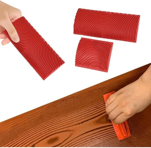 Set di strumenti per venature del legno, strumento per pittura con venature del legno, rullo per pittura con venature del legno, strumento per pittura fai da te in gomma per decorazione artistica da