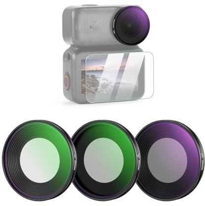 NEEWER ND Filtro Juego Compatible con dji Osmo Nano (ND8/UV/CPL), Filtro Polarizador Densidad Neutra Rosca para Objetivo Action CAM, Accesorios Vidrio Óptico Multicapa con Protector Pantalla, 3 Packs