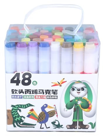 plplaaoo 48 pezzi pennarelli a vernice acrilica punta morbida vibranti impermeabili colori assortiti ad asciugatura rapida pennarelli graffiti per progetti artistici scolastici per studenti