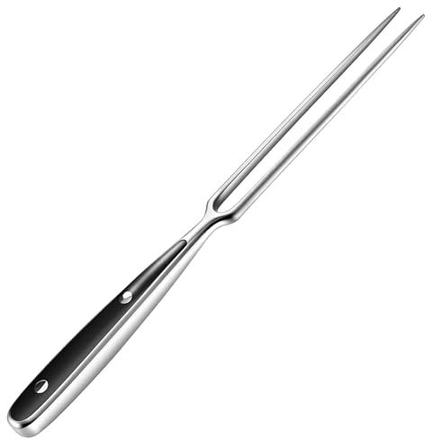 Kraftig sniderigaffel i rostfritt stål, köttgaffel med stålhandtag och svarta ABS-accenter – 30 cm (11,8 tum) för kalkon, rostning och grill