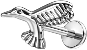 Homxi Plata Piercing Nariz Calibre 18 (1.0x10mm), Águila Vintage, Titanio Piercing de Nariz para Hombre
