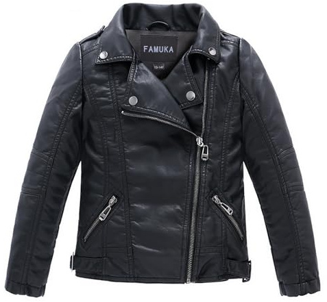 Bebone Children's Collar Motorcycle Leather Coat Boys Faux Leather Jacket (5-6T)