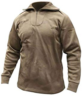 GENUINE MILITARY SURPLUS Thermal Top, Polypro, Zip, Brown, Size X-Small