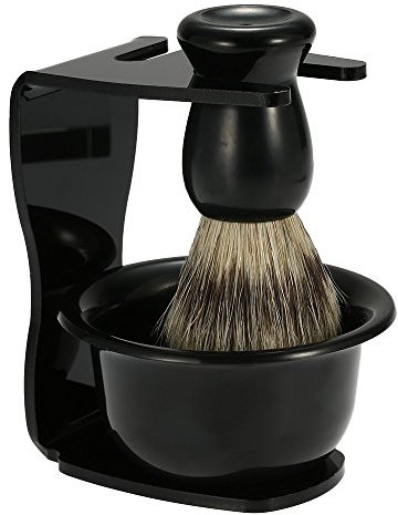 JZK 3 in 1 Kit da Barba da Uomo Professionale, Pennello da barba + Tavolo da Barba + Ciotola da Barba Set per Uomini governare impostato