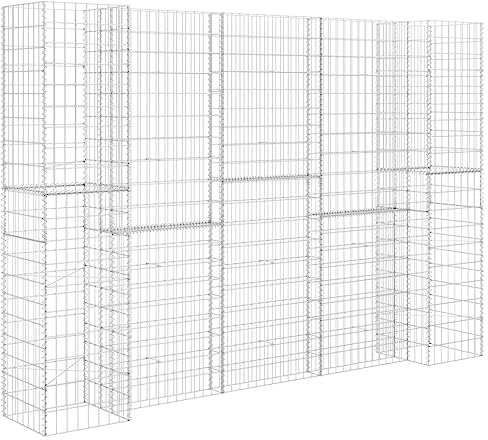 vidaXL Jardinière à Gabion en H Panier de Gabion Parterre Surélevé de Fleurs Plantes Jardin Terrasse Extérieur Fil d'Acier 260x40x180 cm