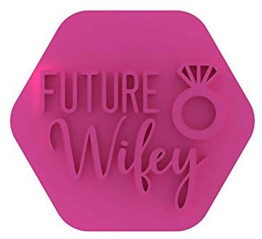 LissieLou Future Wifey with Ring Cookie Stamp Hen Bridal Bachelorette Party Theme Icing Fondant Embosser - Light Pink