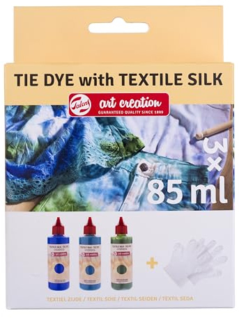 Talens Art Creation Tie-Dye Set | Blue, Turquoise & Green + Gloves | Fabric Dye for T-Shirts, Shoes, Clothing, DIY, Upcycling