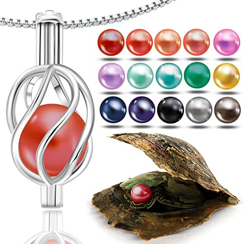 Wunschperlen Helix s925 Armband und Auster mit echter Perle zum Selbst öffnen (Natürliche Perlenfarbe, Roségold) (Silber + Bunte Perlenfarbe)
