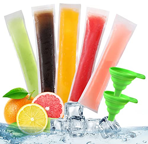 Moldes para paletas de hielo, bolsas desechables y caseras con embudo de silicona, tubos de congelación para aperitivos (100)
