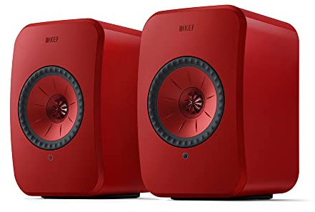 KEF LSX II - Wireless Bookshelf Speakers, Red | Active Speakers | TV | PC | Gaming | HDMI