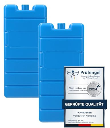 VonBueren 2-30 Kühlakkus für Kühltasche 12h Lange Kühlung | ca. 200 g je Kühlakku | ca. 7,4 x 16,7 x 2,1 cm | auch für Kühlbox (2)