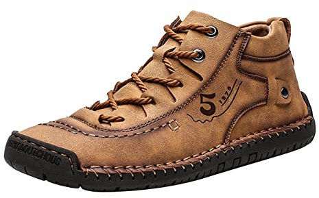 Yowablo Mode Sommer und Herbst Herren Lederschuhe flach weicher Boden bequem Mid Top Lace Up Casual Offene Schuhe Herren 42