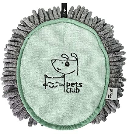 Vigar - Handschuh für Haustierhaar, Modell Pets Club, 17 x 21 x 2,5 cm, Mikrofaser-Handschuh mit Aufhänger - Hunde und Katzen - Grün und Grau