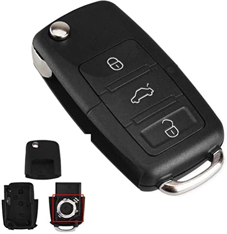 3 Tasten Ersatz-Klapp-Autoschlüsselgehäuse für Vw Golf Mk6 Tiguan Polo Passat CC Seat Skoda Octavia,Autoschlüssel Funkschlüssel