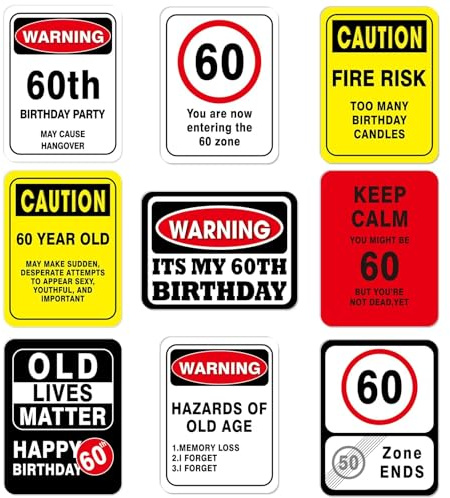 WERNNSAI 60th Birthday Decorations 9 PCS Happy Birthday 60 Years Old Decor