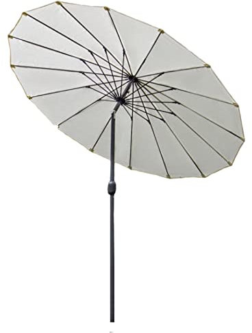 XIAOYUE Ø 250cm Rund Sonnenschirm mit Neigefunktion, Terrassenschirm mit Kurbel, Marktschirm Gartenschirm mit 16 Fiberglas Rippen, Weiß