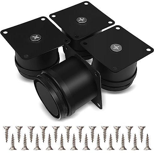 Fousenuk 4 pezzi Piedini per Mobili, 50mm Rotondi, Gambe per Armadietto, Divano, Tavolo, Altezza Regolabile 0-15mm Vieni con Viti in Acciaio Inossidabile