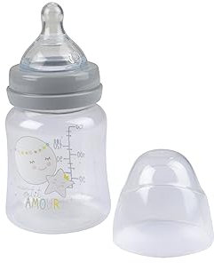 Bébé Douceur, Biberon collo largo con tettarella flusso variabile in silicone 150 ml Luna Essen'Ciel
