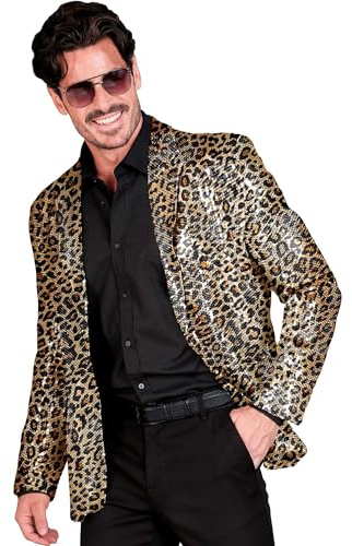 W WIDMANN MILANO Party Fashion - Pailletten Jackett Herren | Glänzender 70er Jahre Disco Blazer, Anzugjacke für Festival, Karneval und auffällige Party Looks