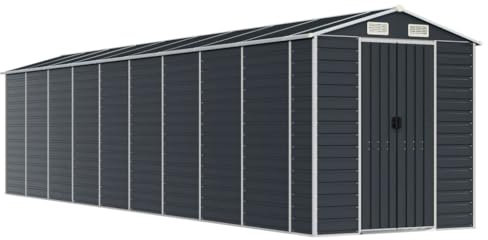 prissent Metall Gerätehaus 191x810x198 cmGeräteschuppen mit Schiebetür Geräteschrank Fahrradunterstand Blechhütte Metallschrank Outdoor Anthrazit