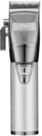 BaBylissPRO SILVERX+ Professional Barber Cord/Cordless Hair Clippers for Men, All Metal, Lithium Battery with 3-Hour Runtime, Silver